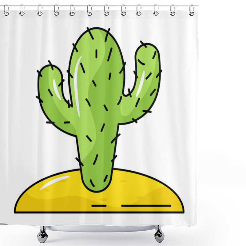 Personality  Cactus In A Pot. Vector Illustration Shower Curtains