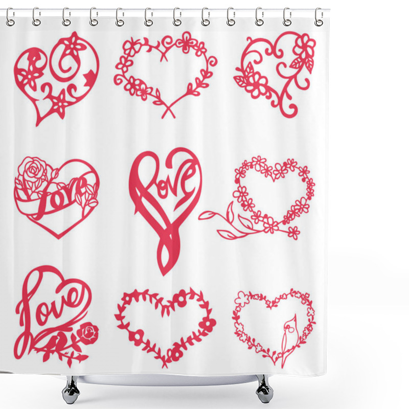 Personality  Heart Shaped Floral Nature Frames Set Shower Curtains