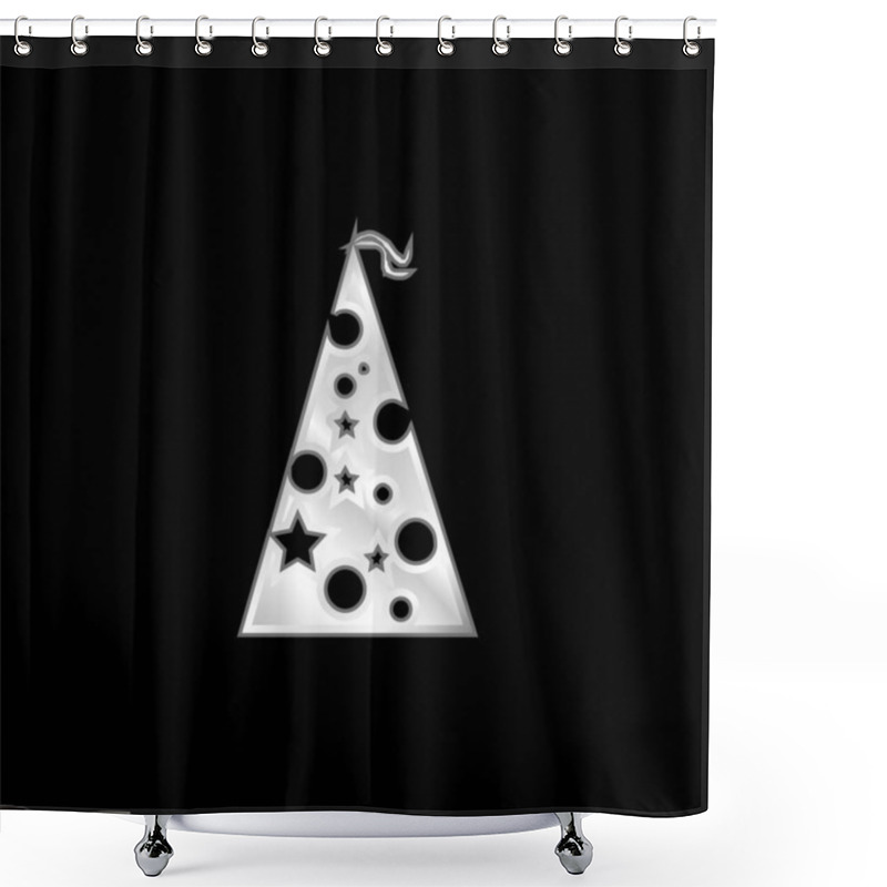 Personality  Birthday Hat With Dots And Stars Silver Plated Metallic Icon Shower Curtains