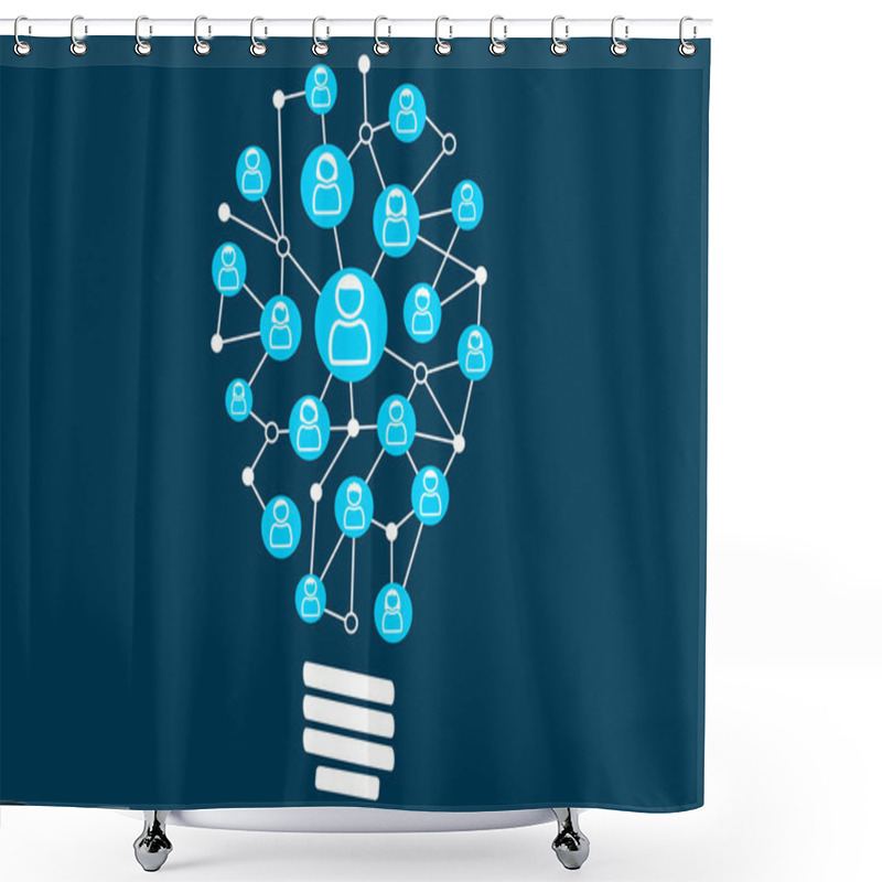 Personality  Social Crowd Sourcing And Ideation. Swarm Intelligence By The Social Community Of A Business Or Company. Vector Illustration Of Light Bulb For Creativity. Shower Curtains