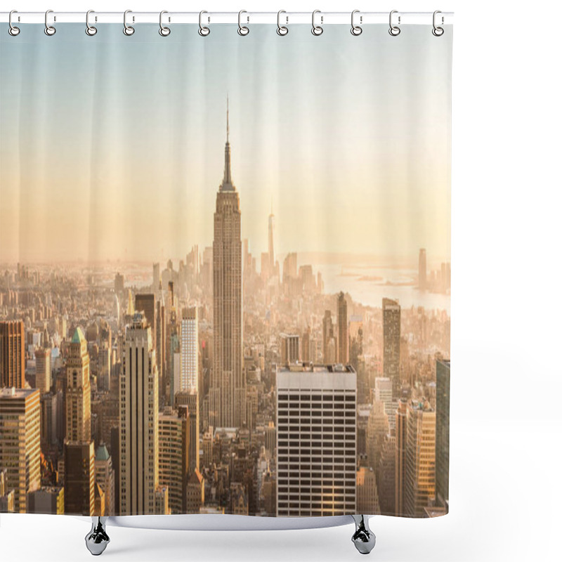 Personality  New York City Skyline With Urban Skyscrapers At Sunset, USA. Shower Curtains