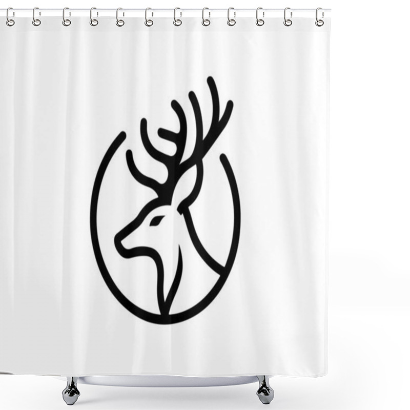 Personality  Deer Logo Icon Symbol Vector Illustration. Deer Silhouette Logo Black And White. Shower Curtains