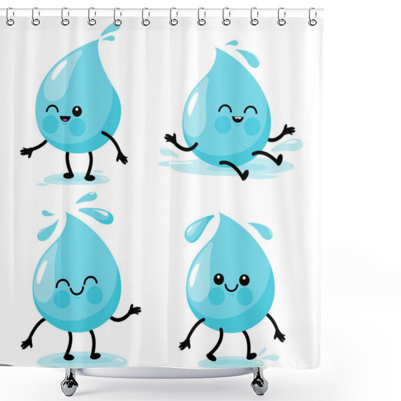 Personality  Cartoon Water Drop Characters. Vector Illustration Shower Curtains