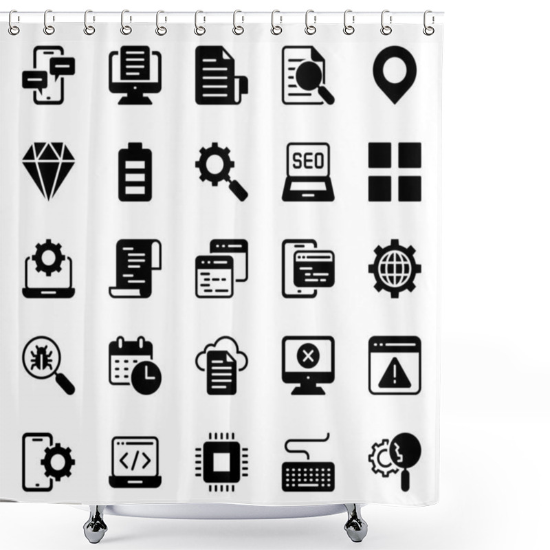 Personality  Glyph Icons For Search Engine Optimization. Shower Curtains