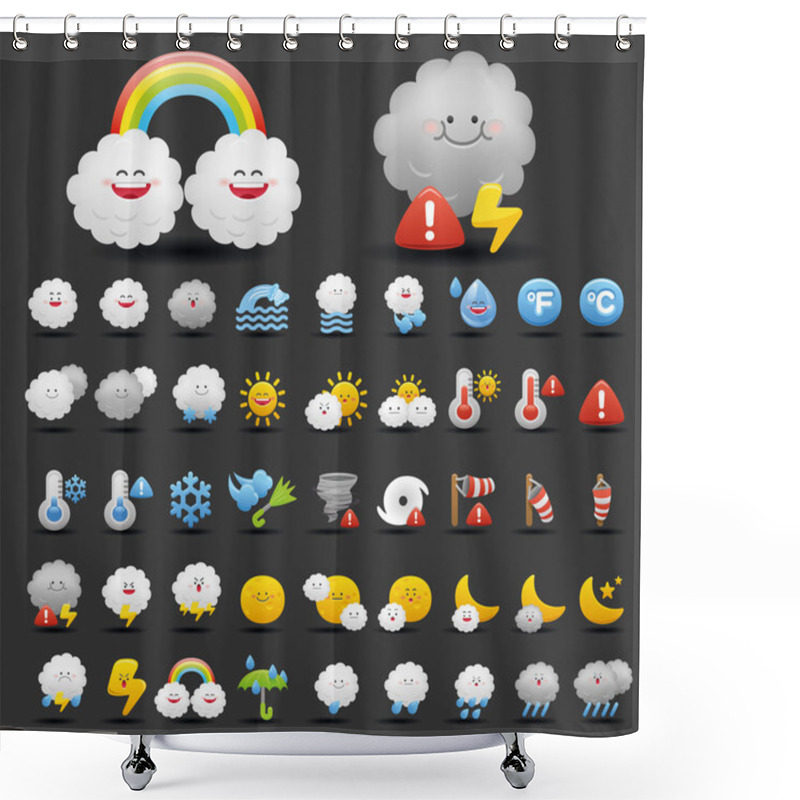 Personality  Weather Icon Set Shower Curtains