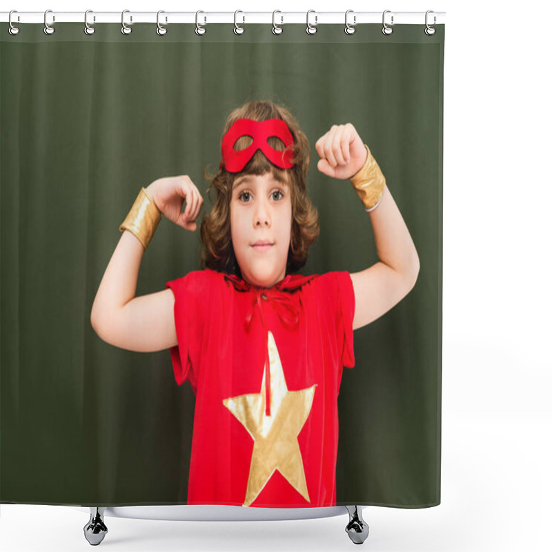 Personality  Strong Boy In Superhero Costume  Shower Curtains