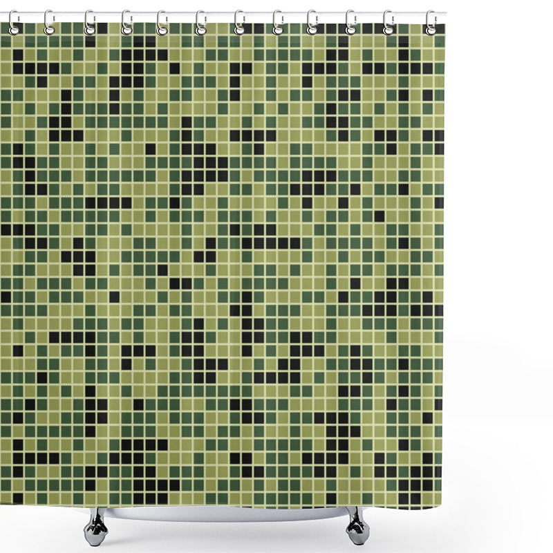 Personality  Vector Seamless Pattern In Camouflage Style, Mosaic Pattern Textile, Abstract Background Shower Curtains