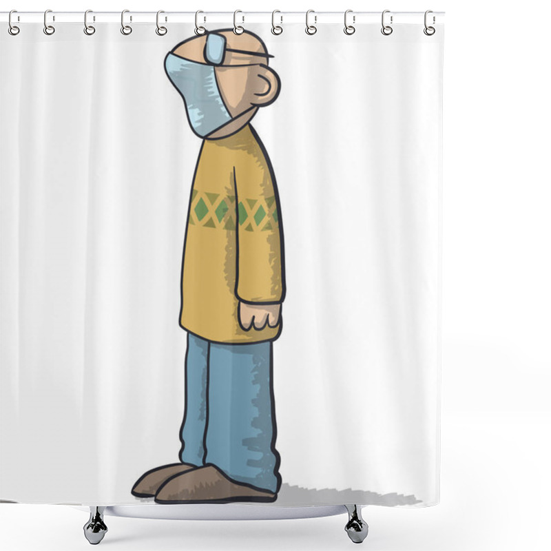 Personality  A Nice Character With Protective Mask Shower Curtains