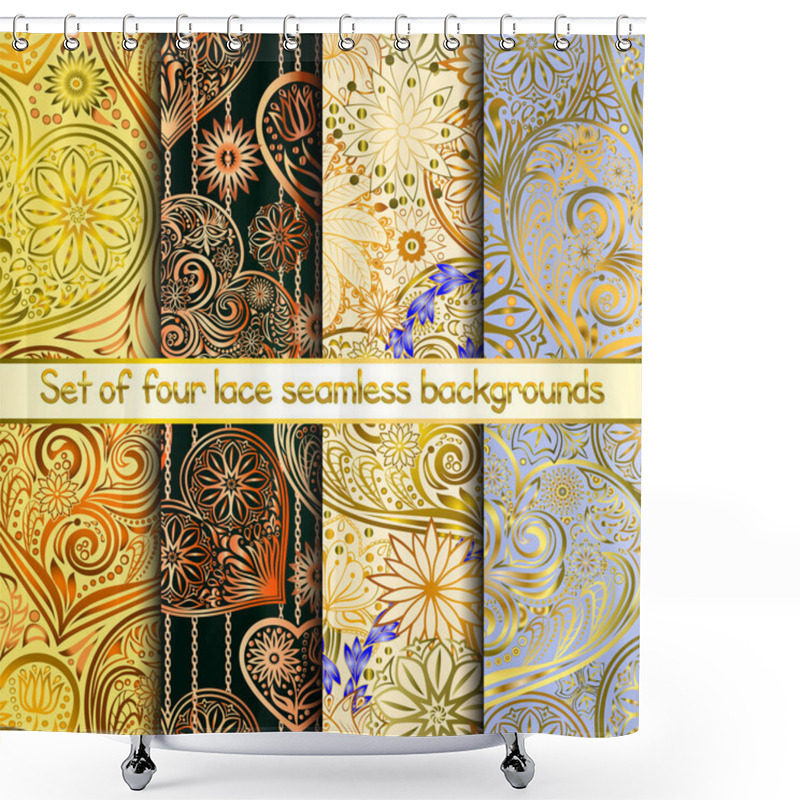 Personality  Set Of Seamless Lace Background Shower Curtains