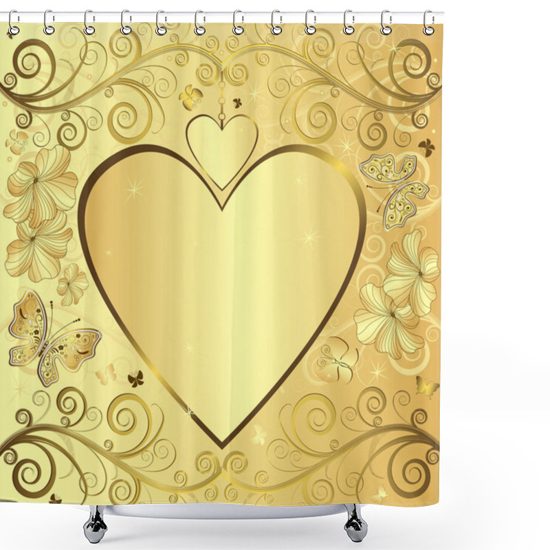 Personality  Valentine Elegant Golden Background Shower Curtains