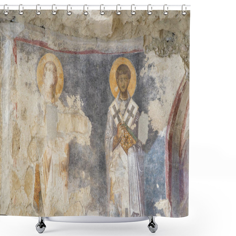 Personality  Fresco In Saint Nicholas Church In Demre, Antalya City, Turkiye Shower Curtains