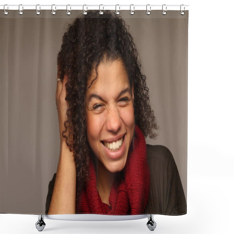 Personality  Portrait Of A Beautiful Happy Afro Woman Shower Curtains