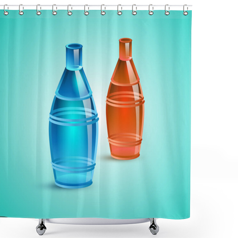 Personality  Empty Red And Blue Bottle. Vector Illustration Shower Curtains