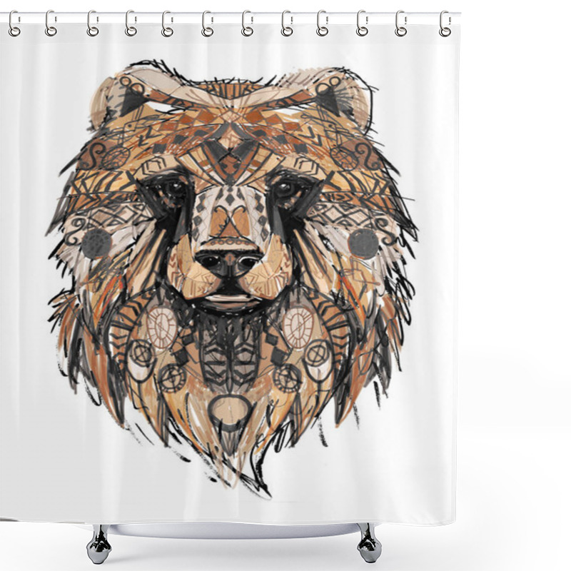 Personality  Bear Head Pattern Shower Curtains