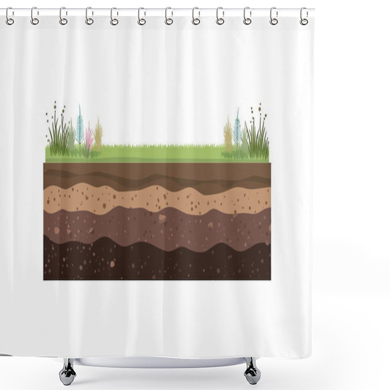 Personality  Soil Or Underground Layers, Grassy Ground And Ear. Vector Illustration Design. Shower Curtains