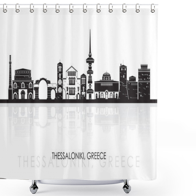 Personality  Silhouette Skyline Panorama Of City Of Thessaloniki, Greece - Vector Illustration Shower Curtains