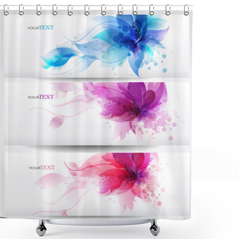 Personality  Flower Vector Background Brochure Template. Shower Curtains