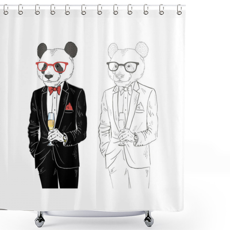 Personality  Dressy Panda With Champagne Shower Curtains