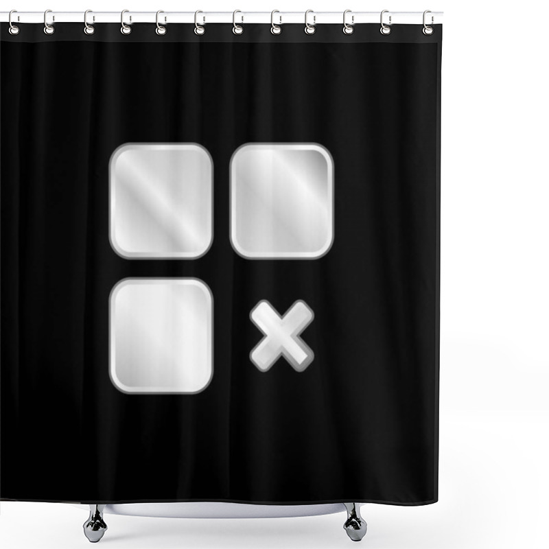 Personality  App Silver Plated Metallic Icon Shower Curtains