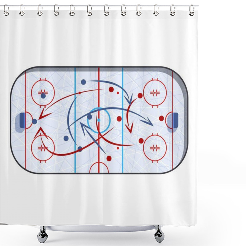 Personality  Hockey Game Strategy Being Drawn On A Rink Showing The Puck Movement And Player Positions Shower Curtains