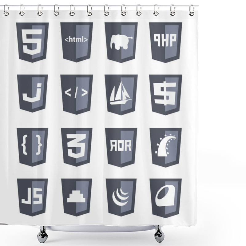 Personality  Vector Web Shields Icon Set Grey Variant Shower Curtains