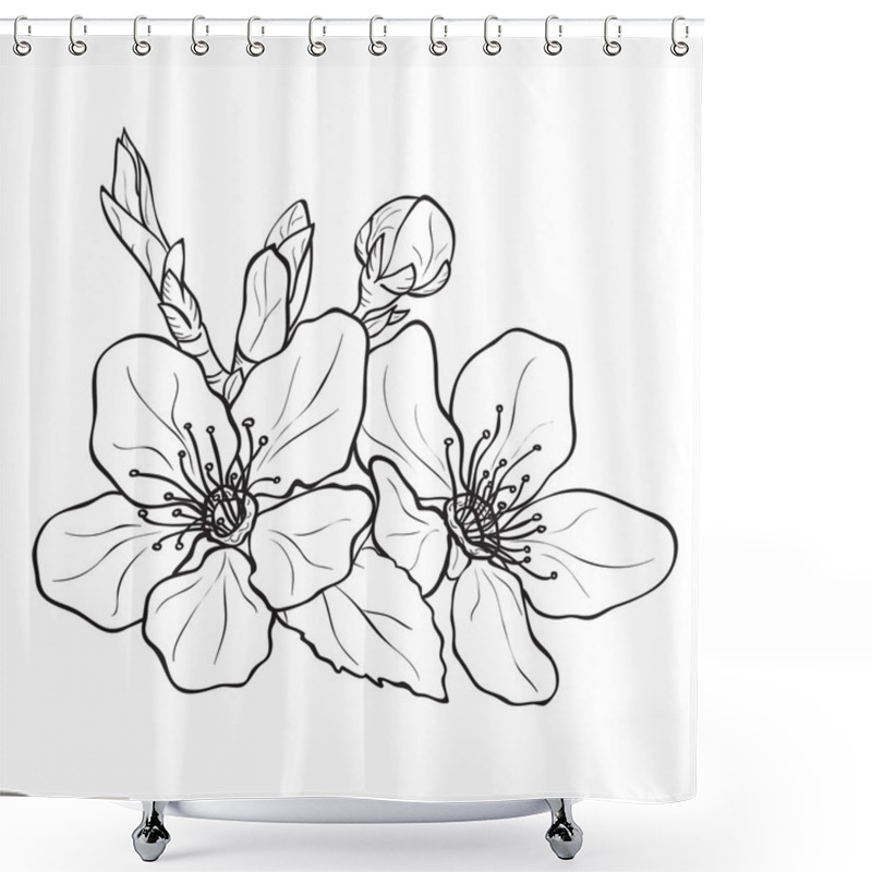 Personality  Flower - Cherry Blossoms Drawing Shower Curtains