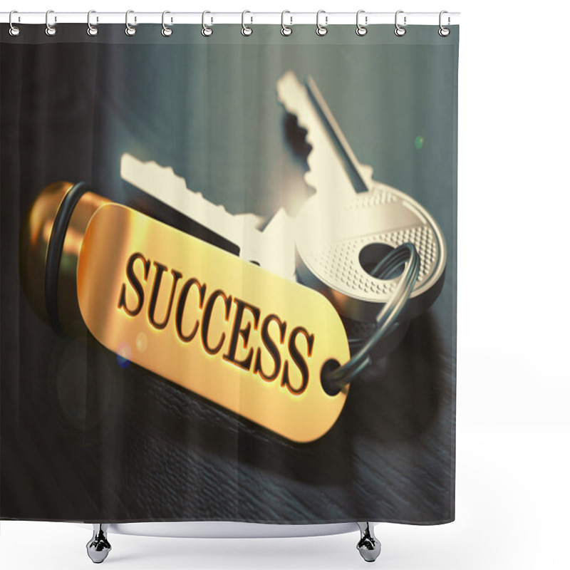 Personality  Keys To Success. Concept On Golden Keychain. Shower Curtains