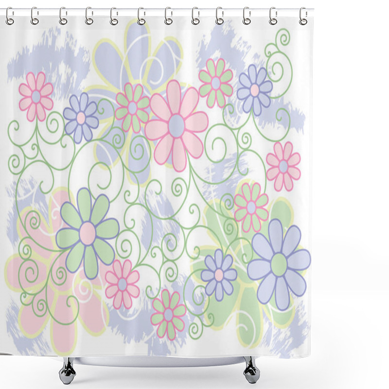 Personality  Flowers And Scrolls Background Shower Curtains