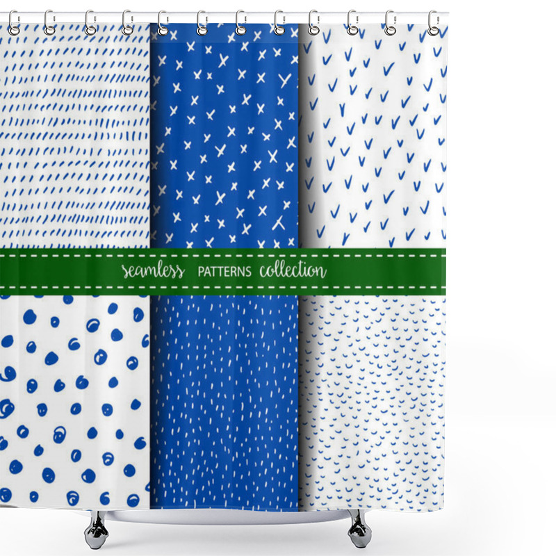 Personality  Set Of Six Hand Drawn Seamless Patterns Shower Curtains