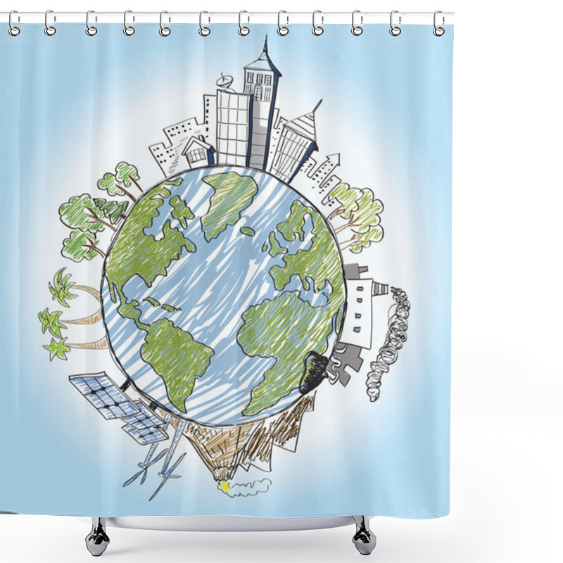 Personality  Hand Drawn Of Earth Shower Curtains