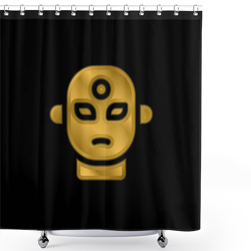 Personality  Alien Gold Plated Metalic Icon Or Logo Vector Shower Curtains