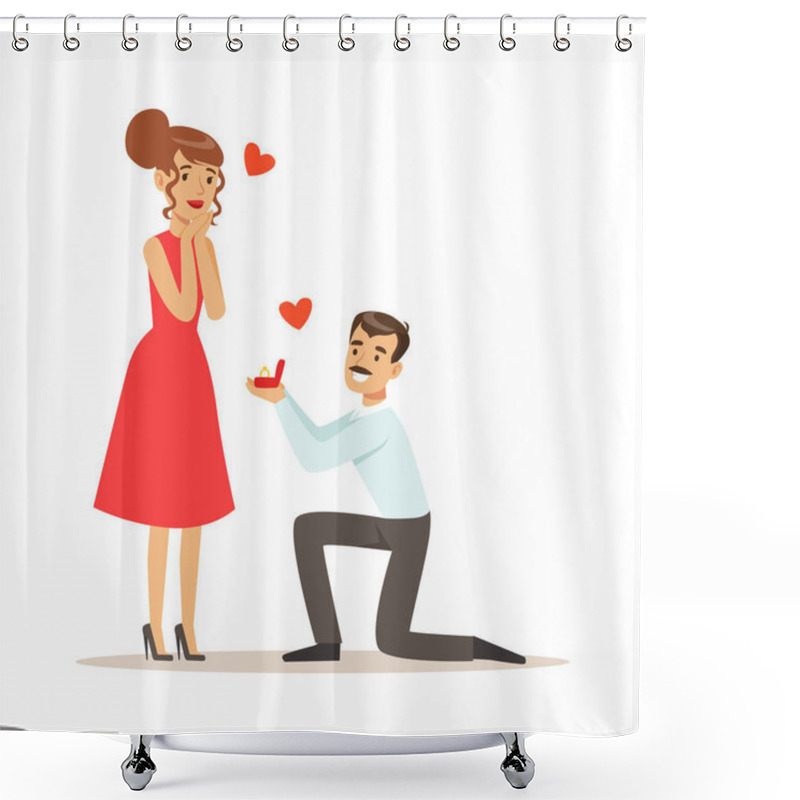 Personality  Elegant Man Proposing Marriage To Woman Shower Curtains