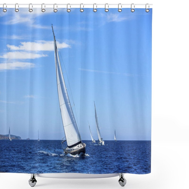 Personality  Yachts In Sailing Regatta Shower Curtains