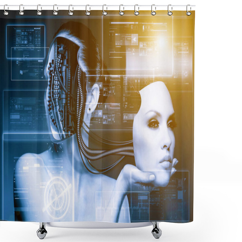 Personality  CyberFashion. Abstract Techno Backgrounds Shower Curtains