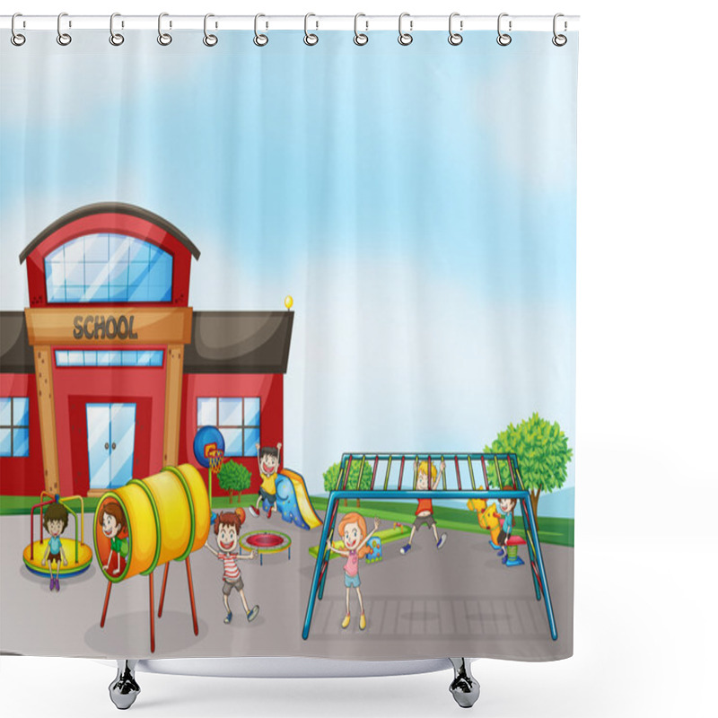 Personality  Kids And Monkey Bar Shower Curtains