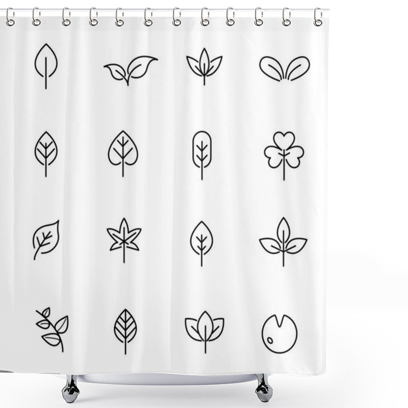 Personality  Leaf Icon Set Vector. Nature And Symbol Concept. Thin Line Icon Theme. White Isolated Background. Illustration Vector. Shower Curtains