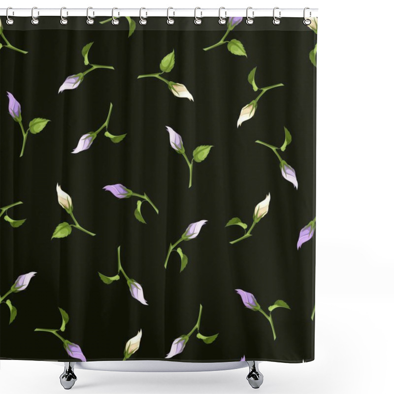 Personality  Seamless Pattern With Purple And White Flower Buds. Vector Illustration. Shower Curtains