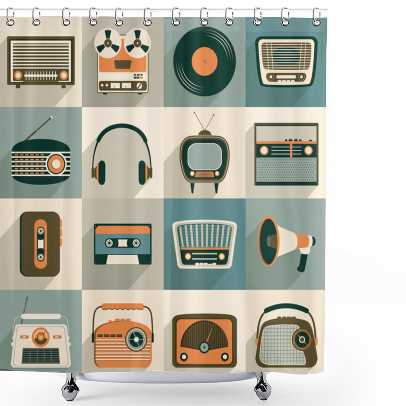 Personality  Retro Electronics Collection Shower Curtains