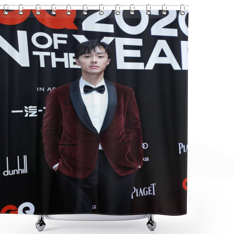 Personality  Taiwanese Actor Patrick Shih Bo-Yu Shows Up In Red Blue Suit At The Red Carpet For The GQ Men Of The Year 2020, Shanghai, China, 4 December 2020.  Shower Curtains