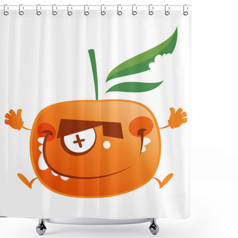 Personality  Crazy Cartoon Orange Tangerine Fruit Character Jumping Shower Curtains