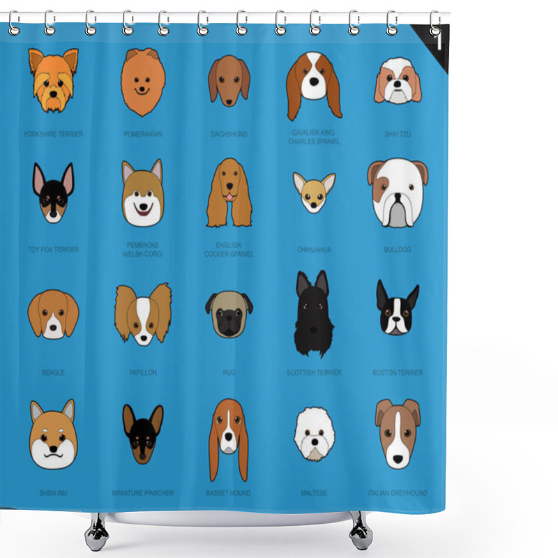 Personality  Dog Faces Stroke Icon Cartoon Shower Curtains