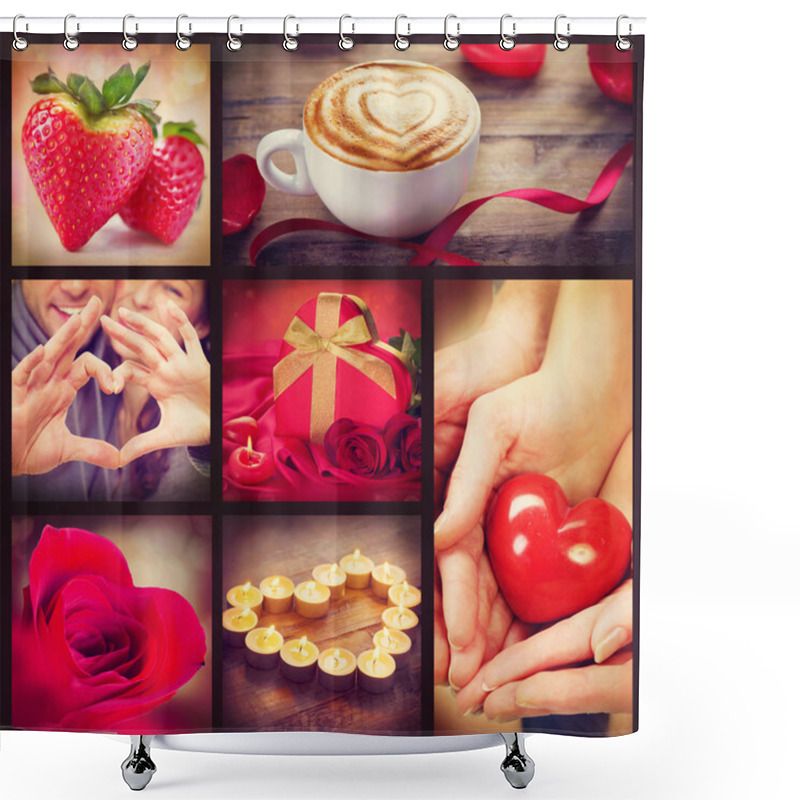 Personality  Valentine Collage. Valentines Day Hearts Art Design Shower Curtains