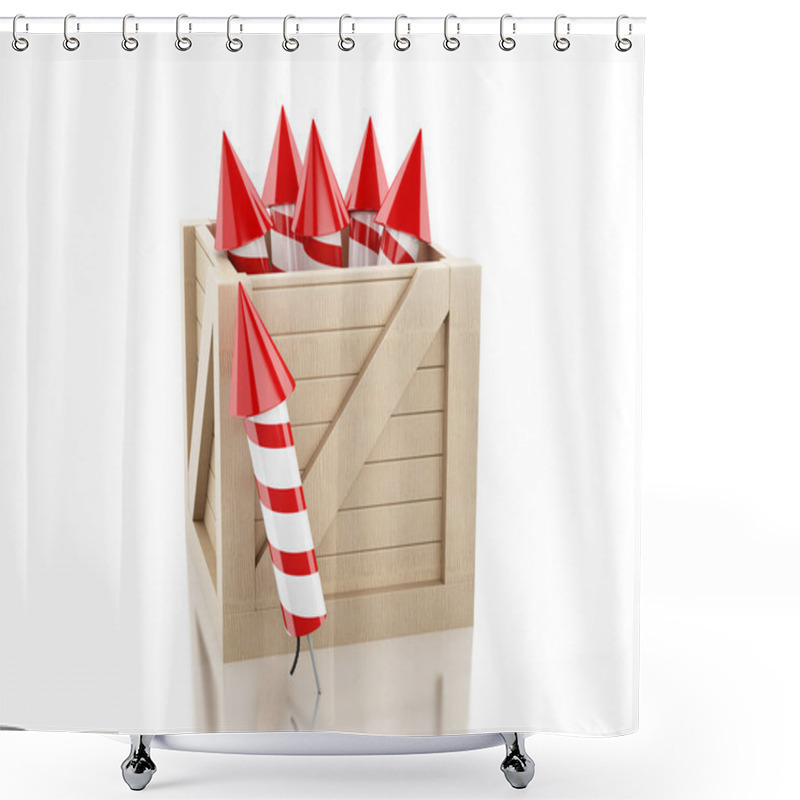 Personality  3d Box With Fireworks Shower Curtains