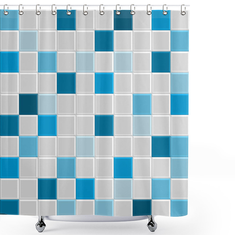 Personality  Blue Tile Texture Shower Curtains