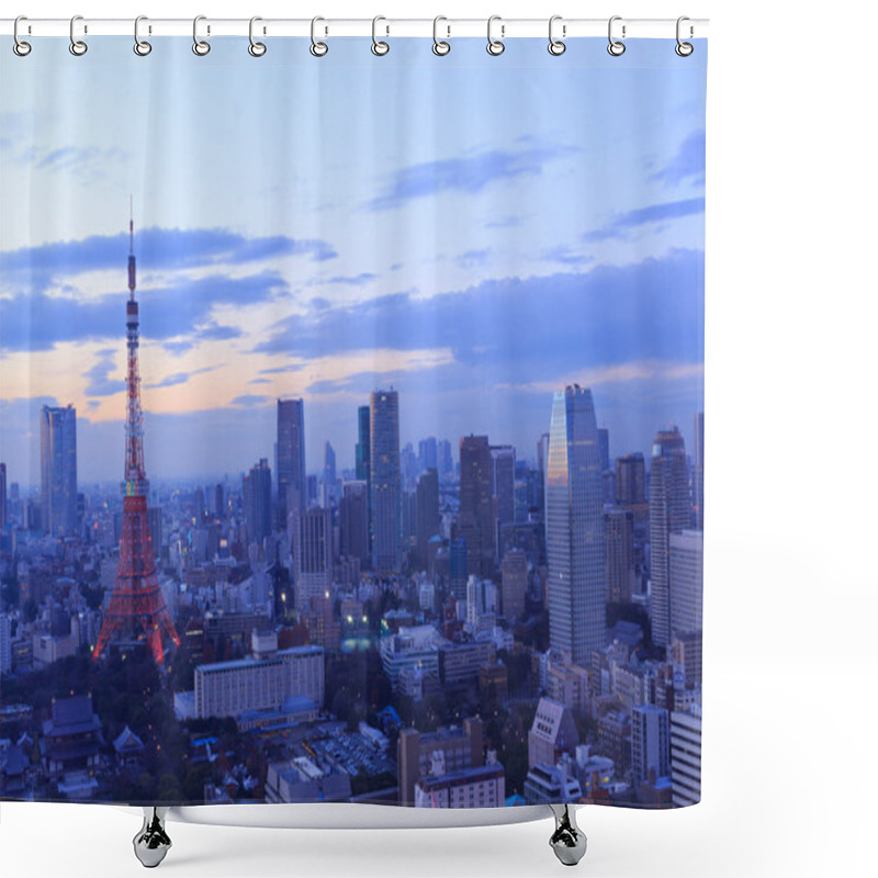 Personality  The City Of Tokyo And Tokyo Tower Olympic Illumination Shower Curtains