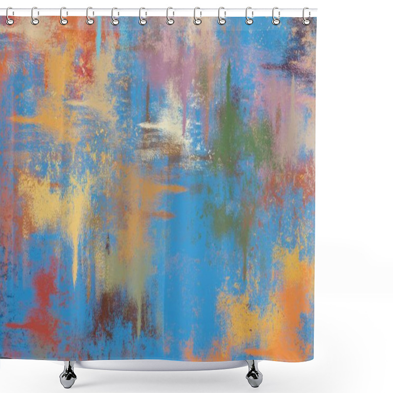 Personality  Abstract Background Art. 2d Illustration. Expressive Oil Painting. Brushstrokes On Canvas. Modern Art. Multi Color Backdrop. Contemporary Art. Expression. Artistic Digital Palette. Shower Curtains