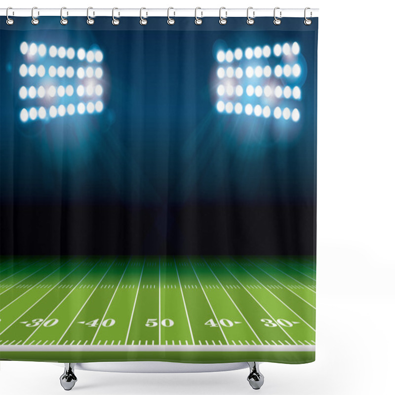 Personality  American Football Field With Stadium Lights Shower Curtains