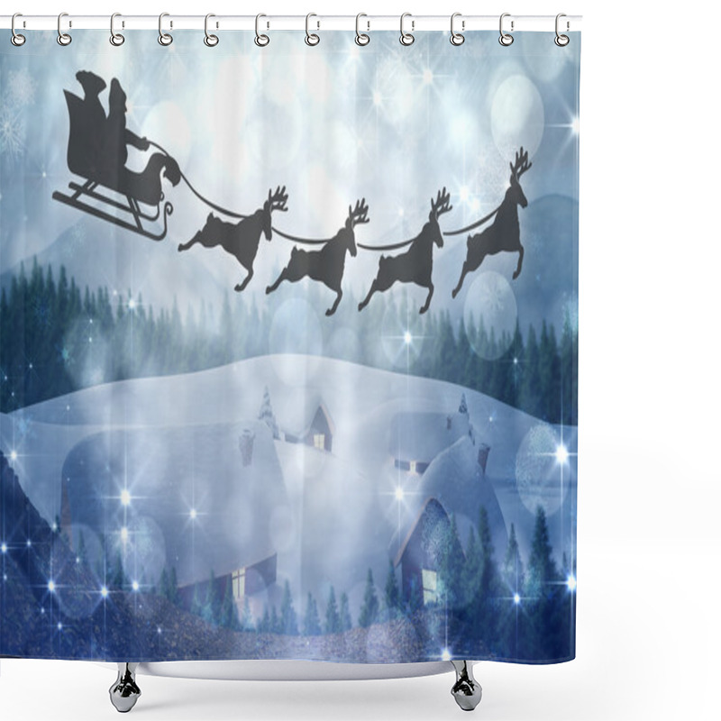 Personality  Silhouette Of Santa Claus And Reindeer Shower Curtains