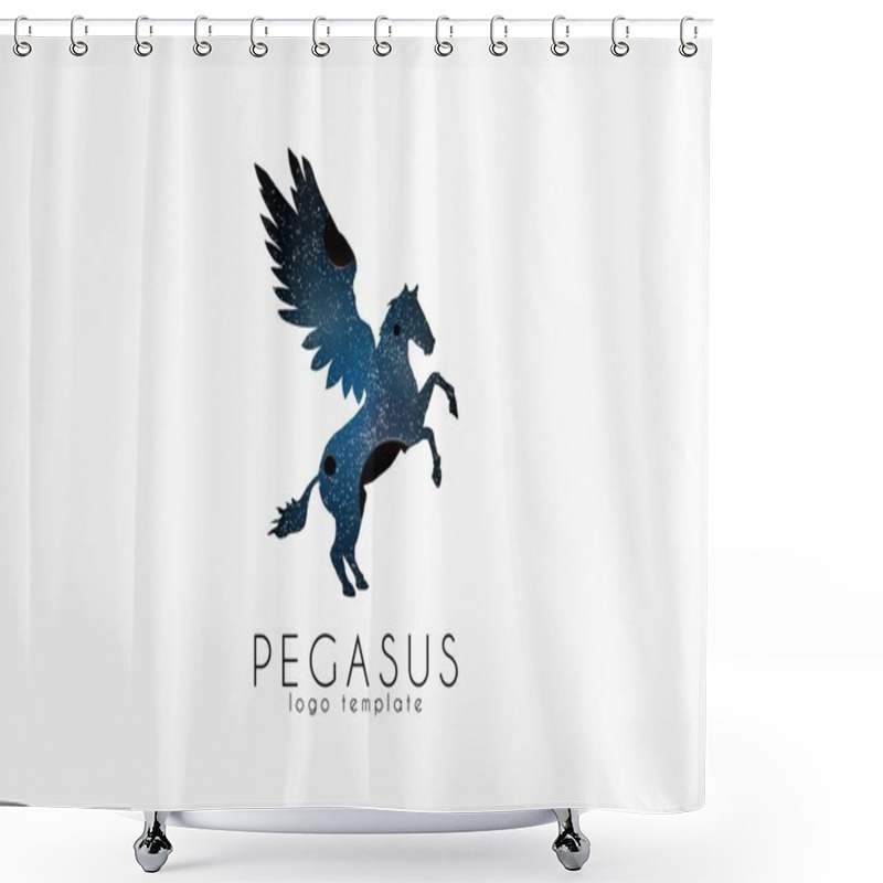 Personality  Cosmic Pegasus. Pegasus Logo. Creative Logo. Stars And Planets Logo. Shower Curtains