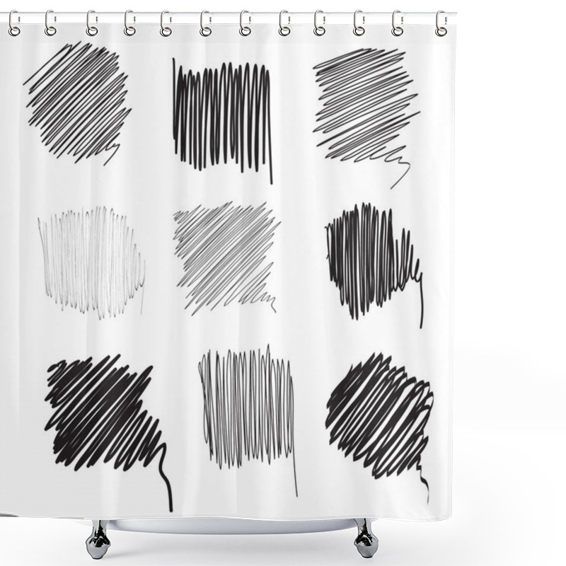 Personality  Black Hand Drown Squares Shower Curtains